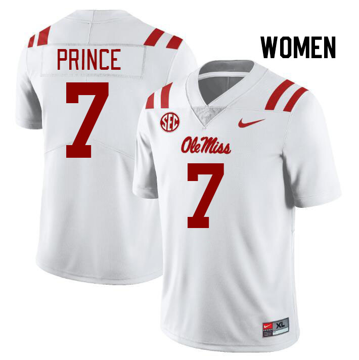 Women #7 Deantre Prince Ole Miss Rebels College Football Jerseys Stitched Sale-White
